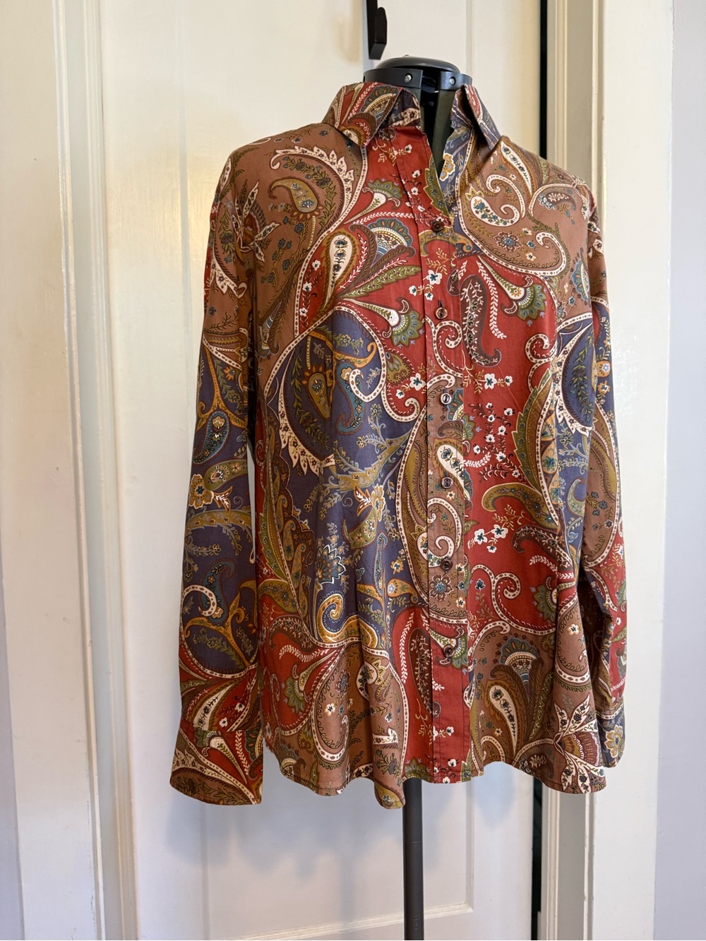 Coldwater Creek Paisley Button-Down Shirt long sleeve 2X, 20W-22W, western,fall